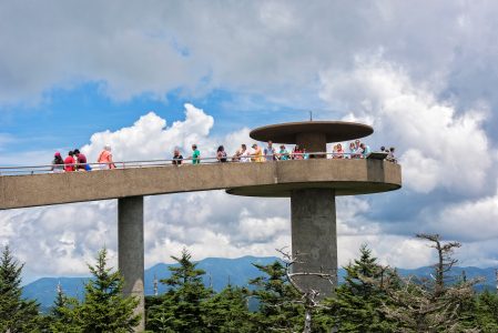 The observation deck of Clingman's Dome as part of the Great Smoky Mountains National Park.