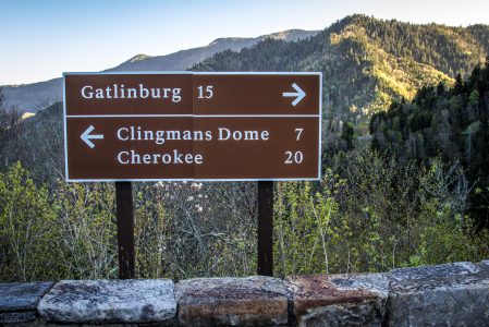 Clingman's Dome sign as part of the Great Smoky Mountains National Park.