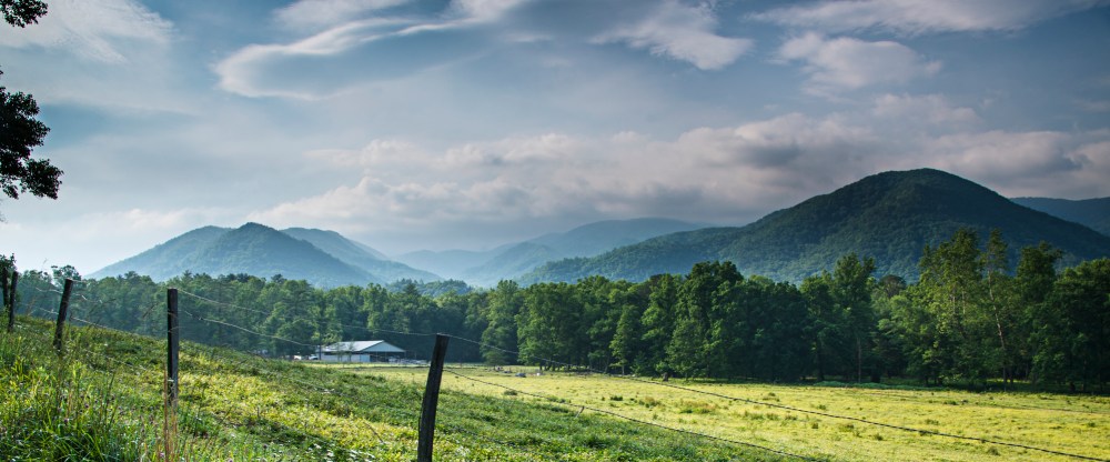 Cades Cove in the Smoky Mountains National Park near Gatlinburg, Tennessee.