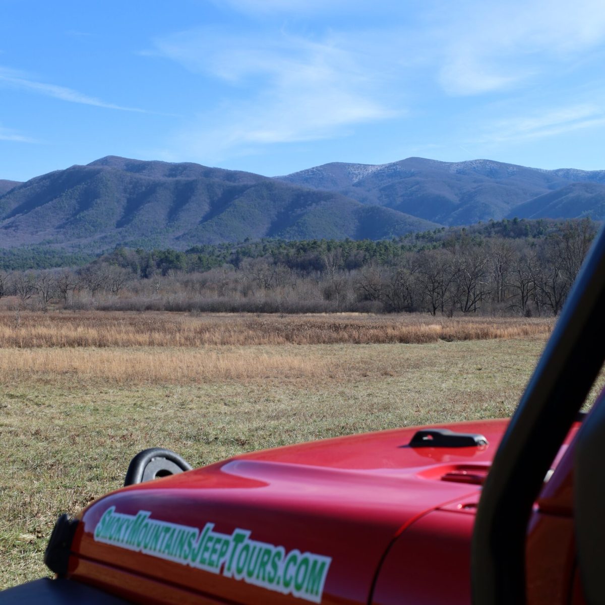 View of Cades Cove in the Great Smoky Mountains National Park. Foothills Parkway in the Great Smoky Mountains National Park.