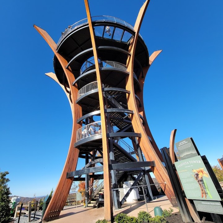 a close up of a tower