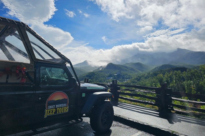 a car parked on the side of a mountain